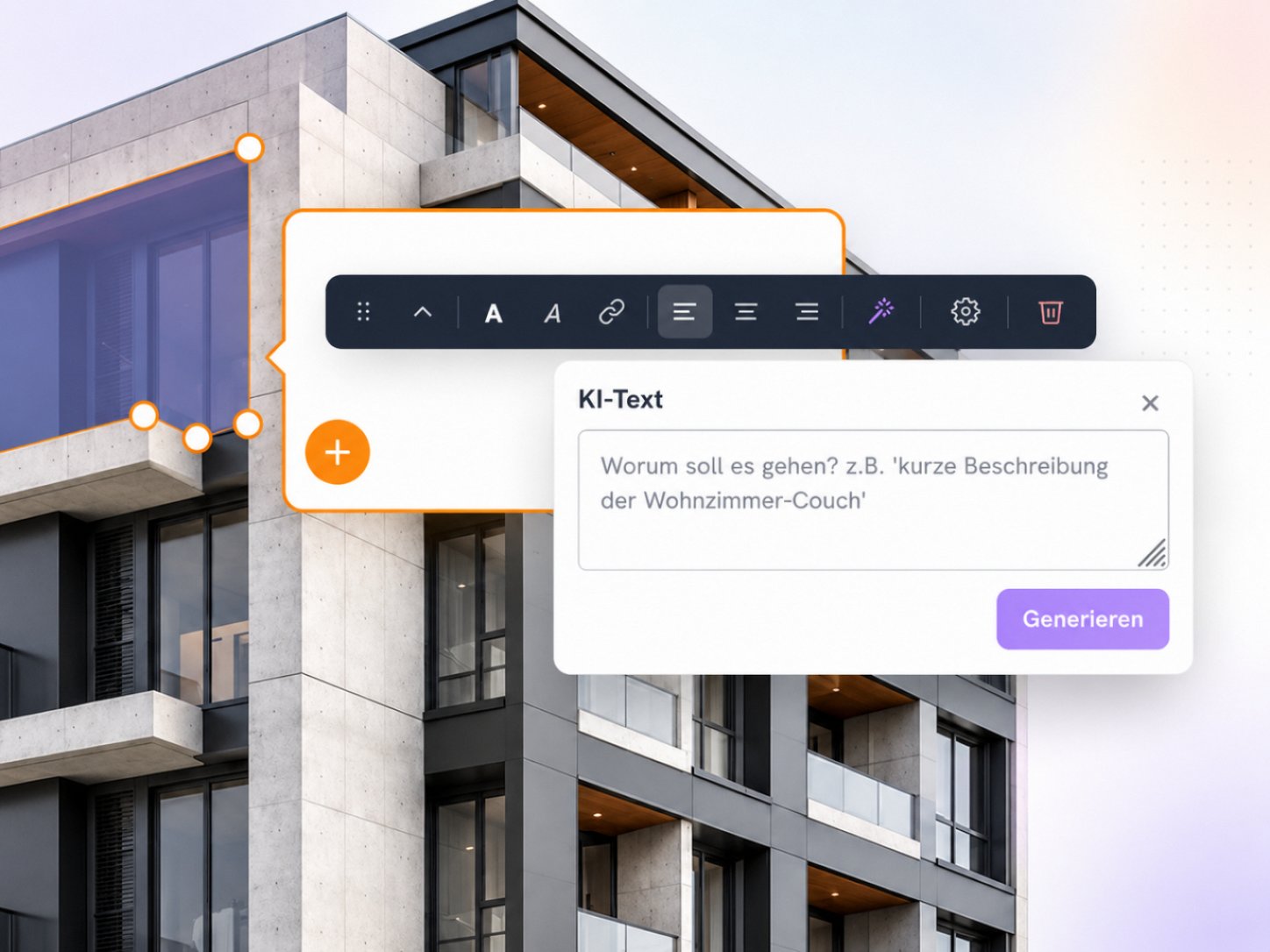 Zauberstab-Button im Editor mit generierter Bildbeschreibung daneben