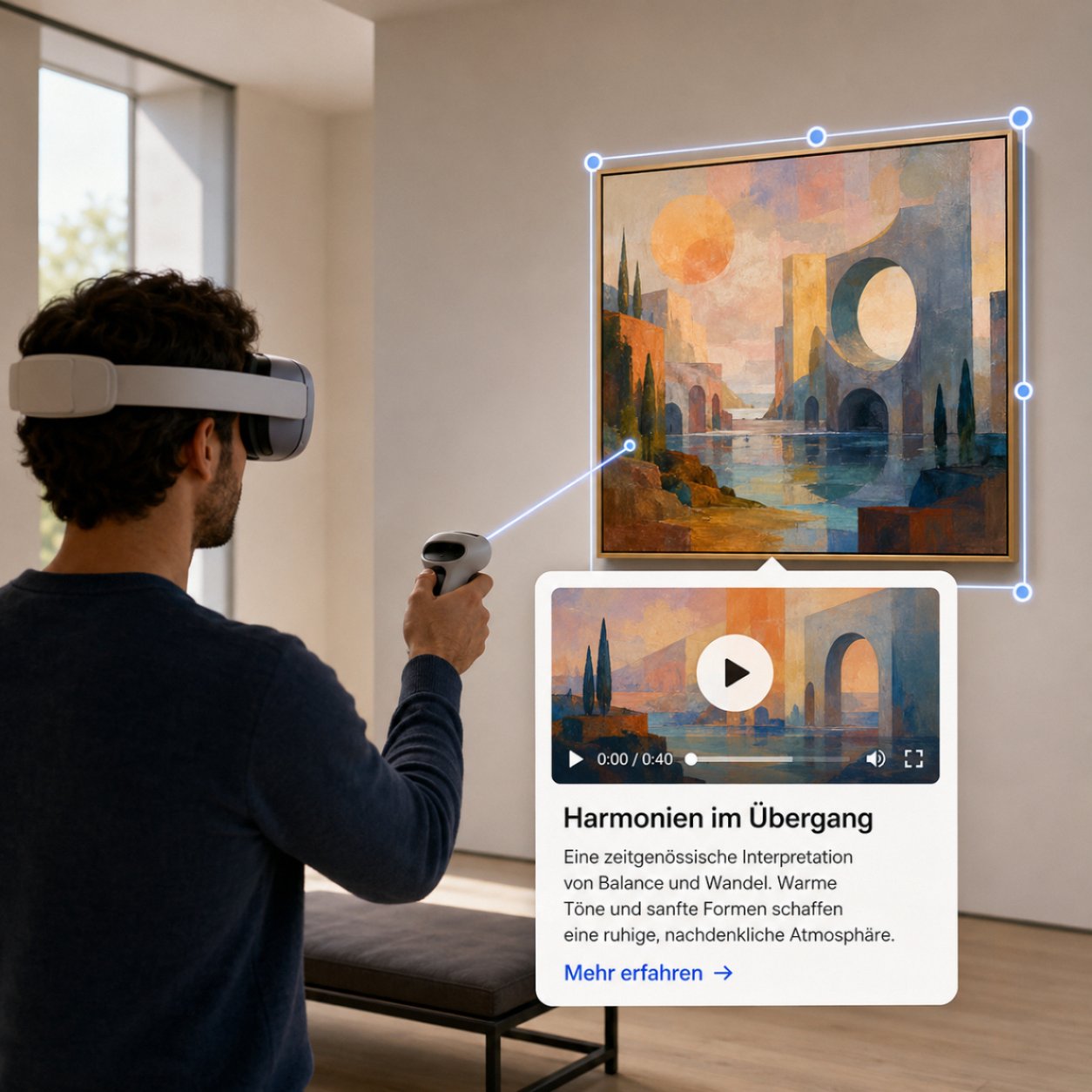 Symbolische Darstellung eines VR-Headsets vor dunklem Hintergrund